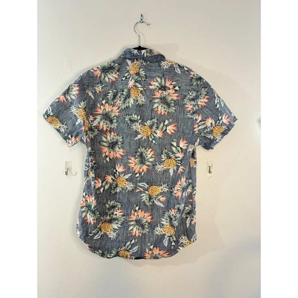 Denim & Flower Ricky Singh Pineapple Hawaiian Shirt Mens Slim Fit S Short Sleeve